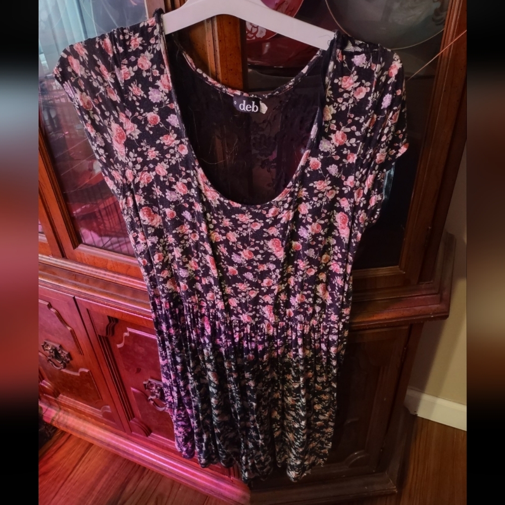 Deb Black and Pink Floral Dress